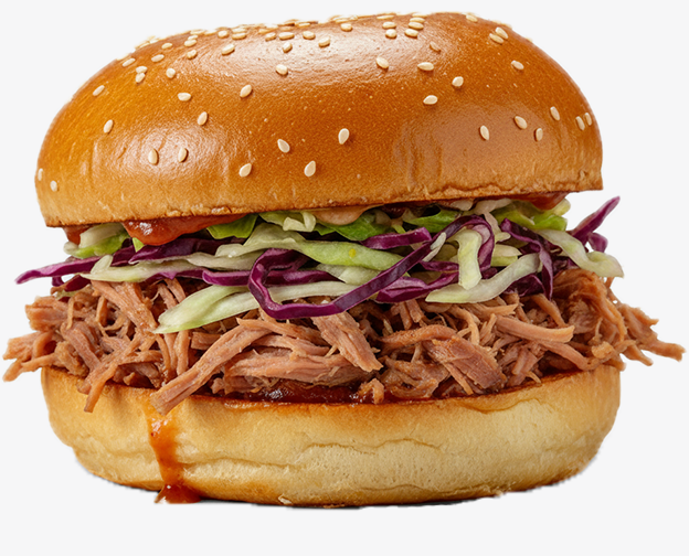 Pulled pork sandwich on brioche